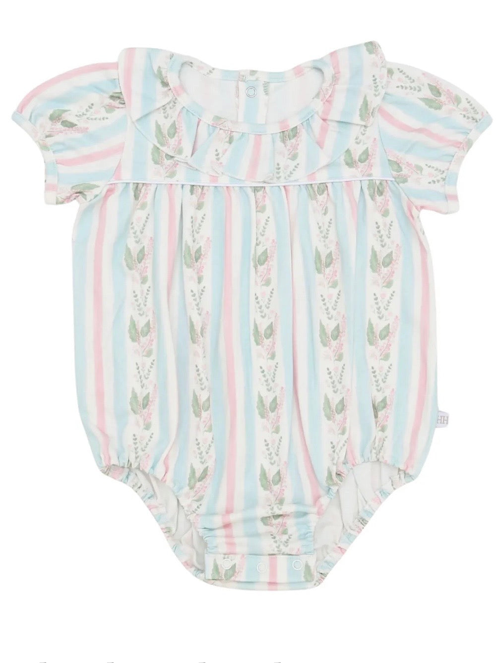 Girls Hamner Hill Blue Floral Stripe Bamboo Bubble