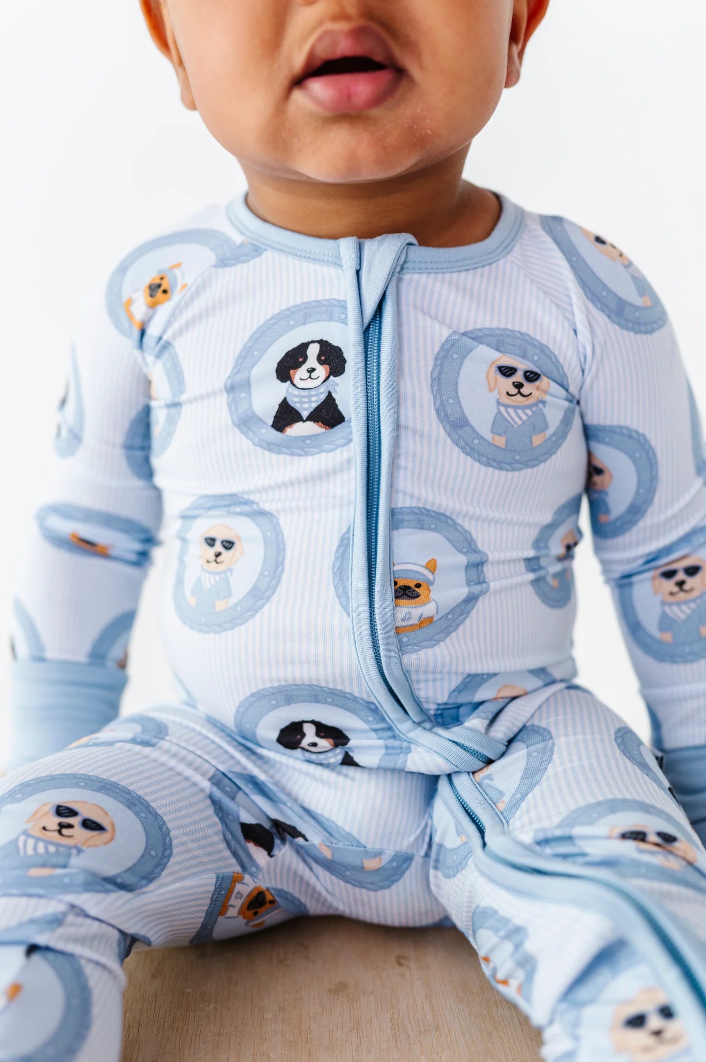 Porthole Pups Convertible Footies- Blue
