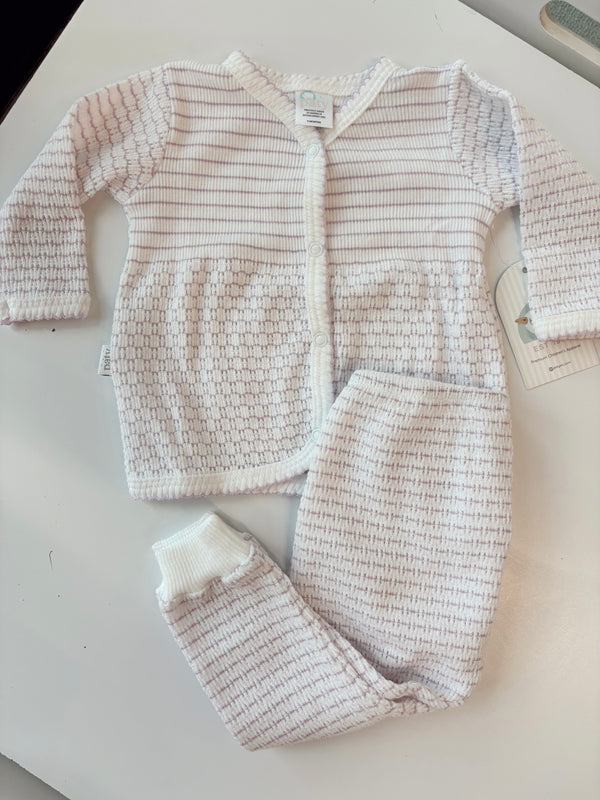 Paty Knit Long Sleeve Two-Piece Legging Set Pinstripe - Lavender