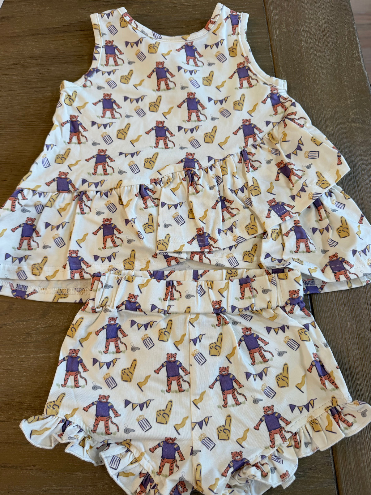 Rosie Ruffle Back Top w/ Shorts| Game Day Purple and Gold