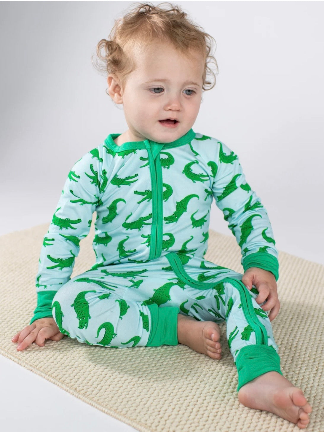 Blue Alligator Zip Up Footie