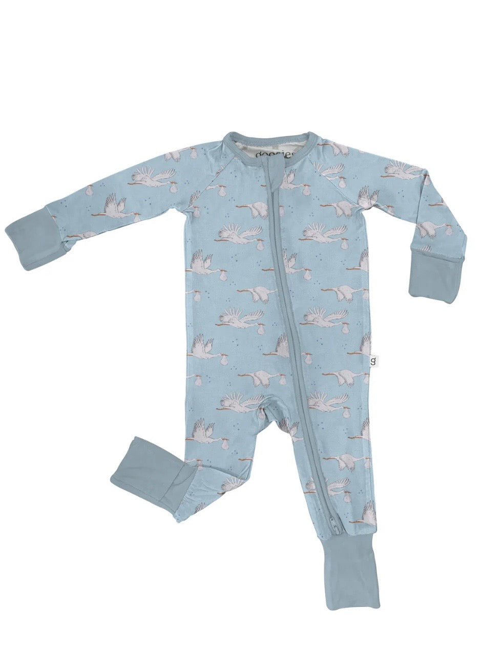 Stork Long Sleeve Zip Up Footie