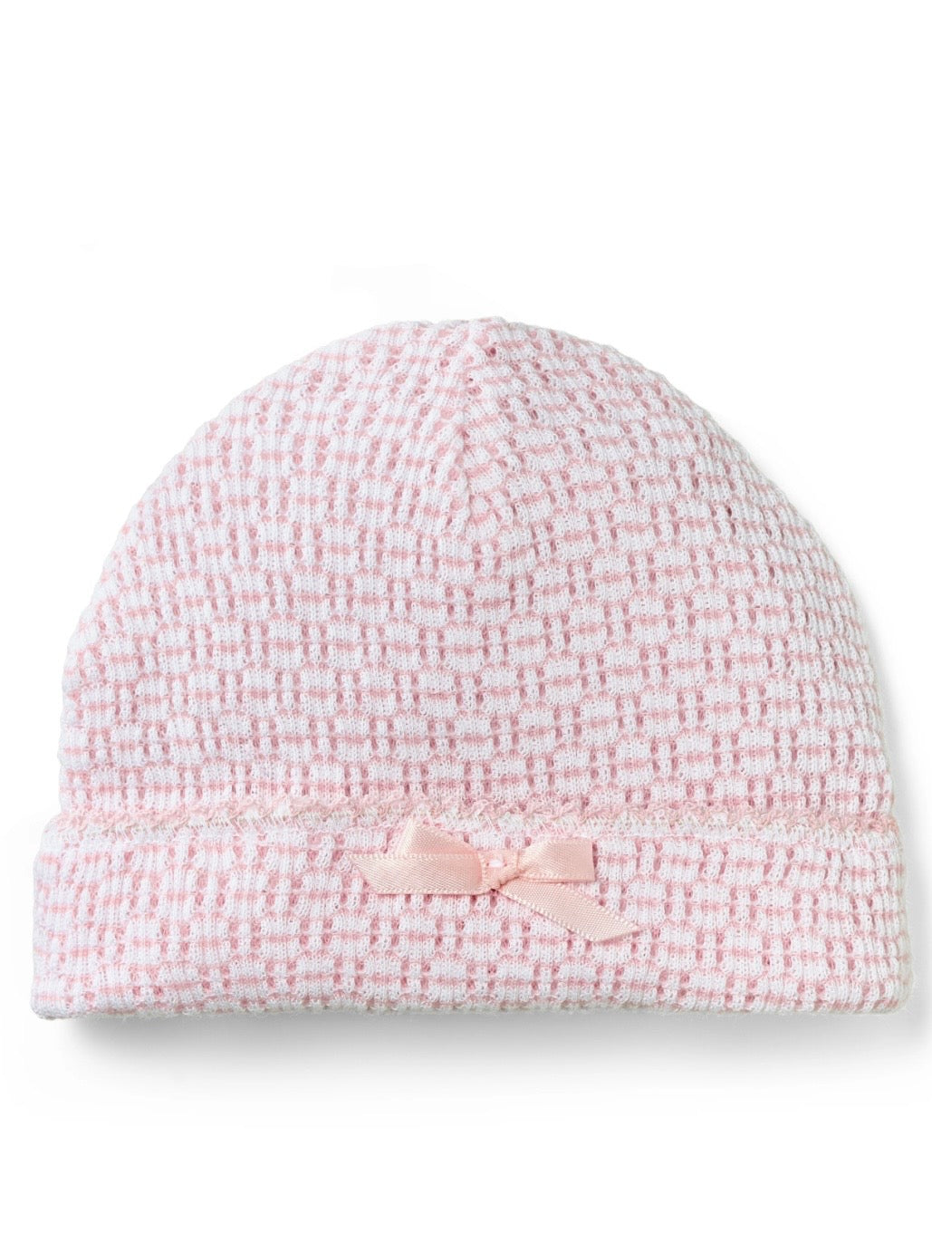 Paty Knit Pinstripe Beanie with Bow