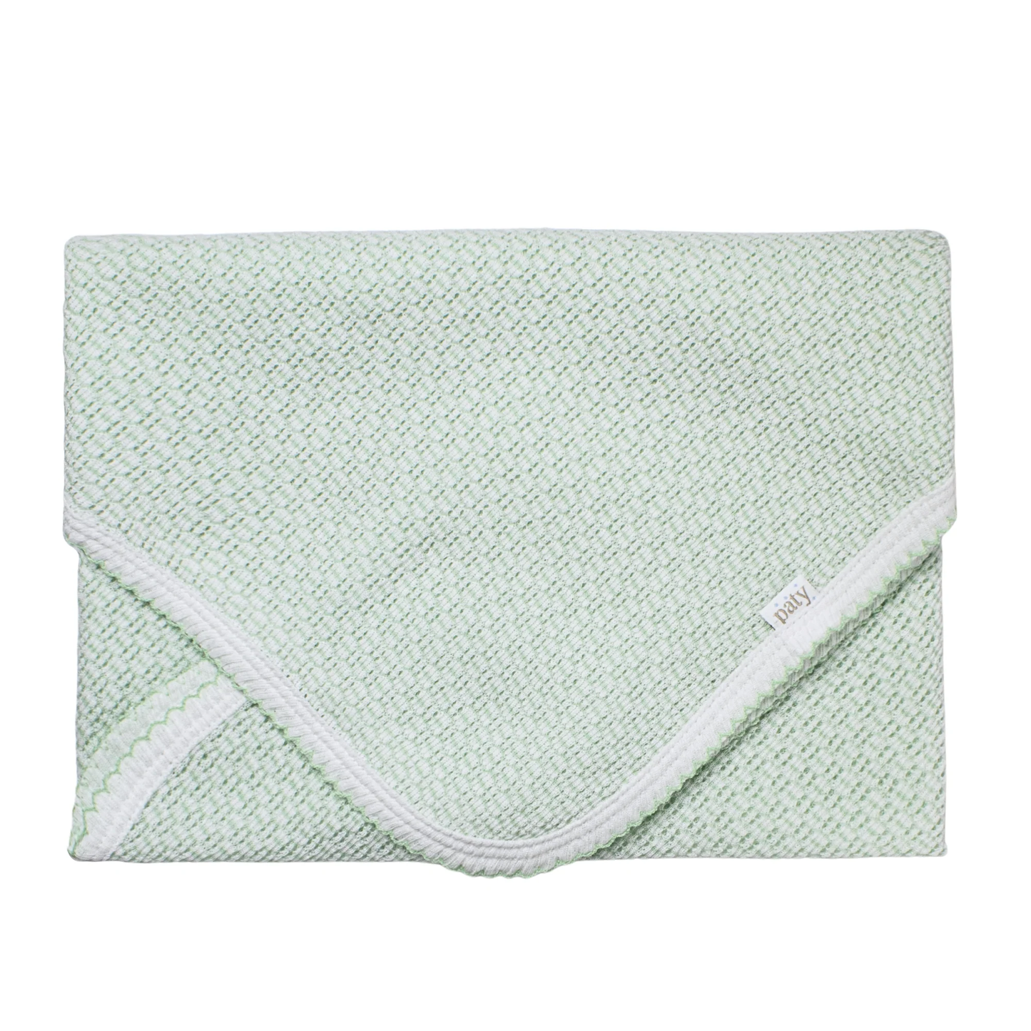Paty Knit Solid Color Swaddle Blanket- Mint/ No Bow