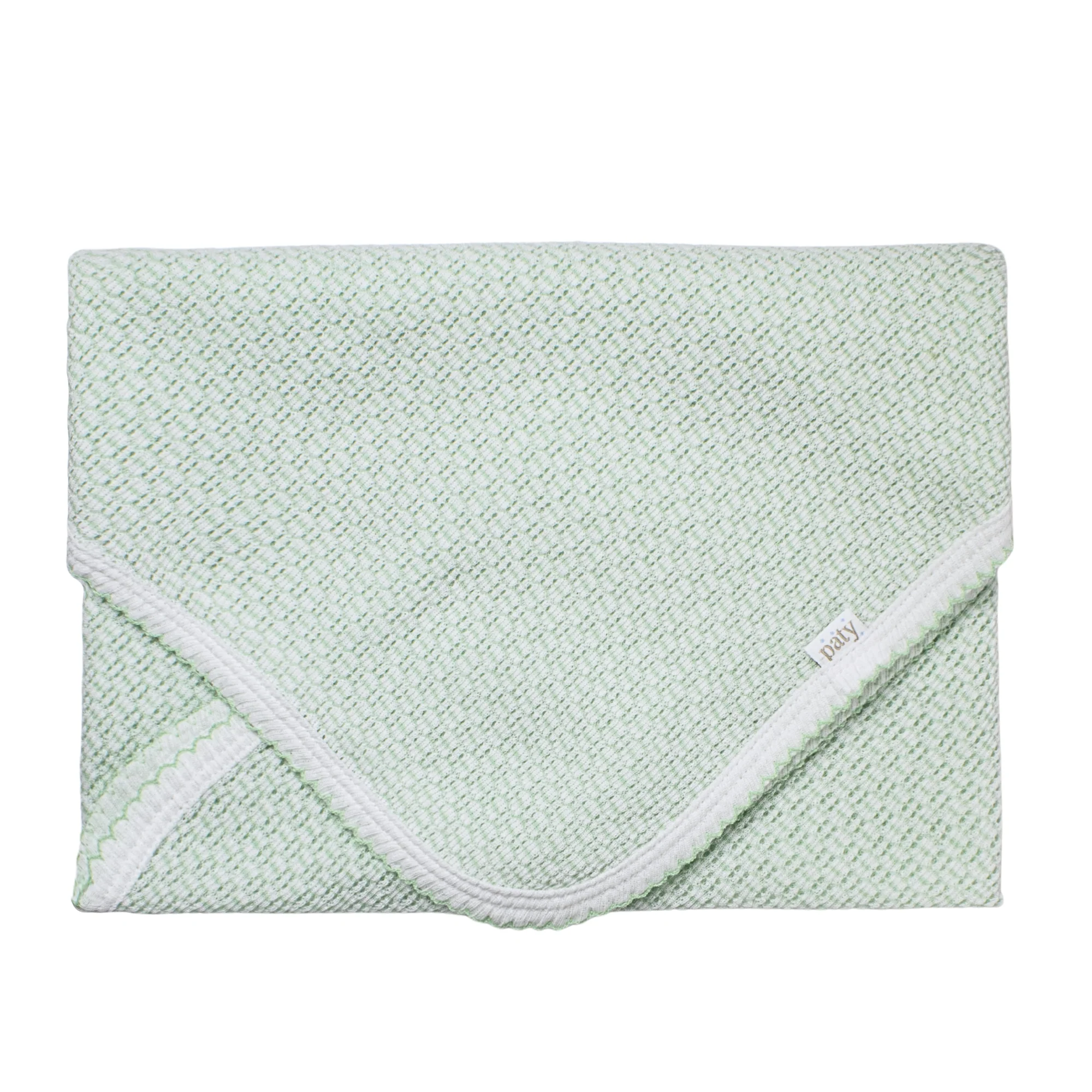 Paty Knit Solid Color Swaddle Blanket- Mint/ No Bow