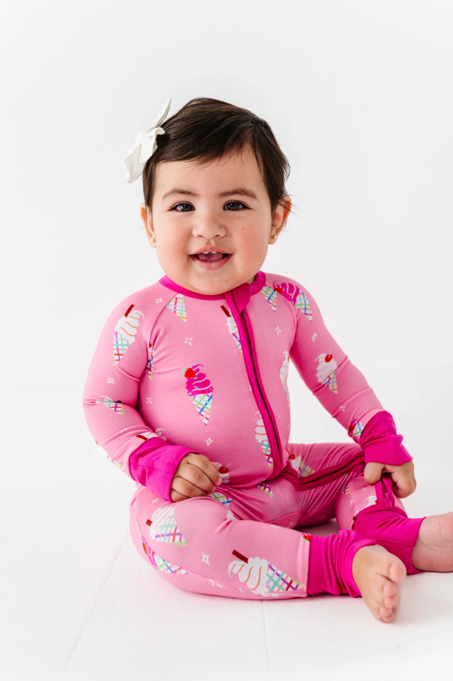 Sundae Funday Convertible Footie- Pink