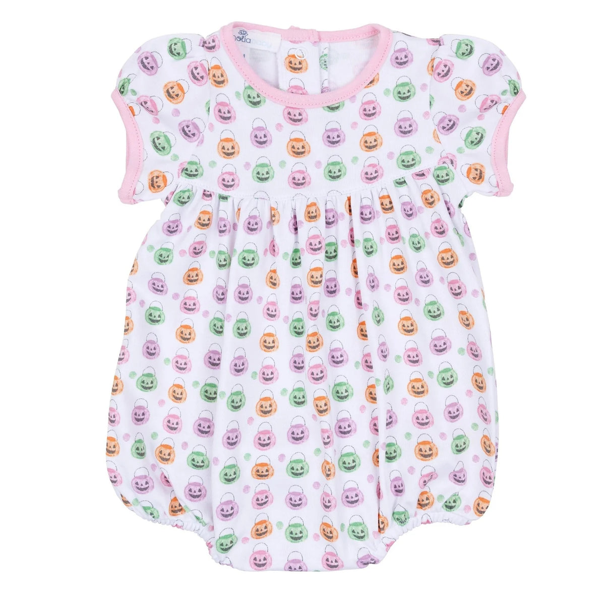 Pumpkin Party Print Short Sleeve Bubble - Pink