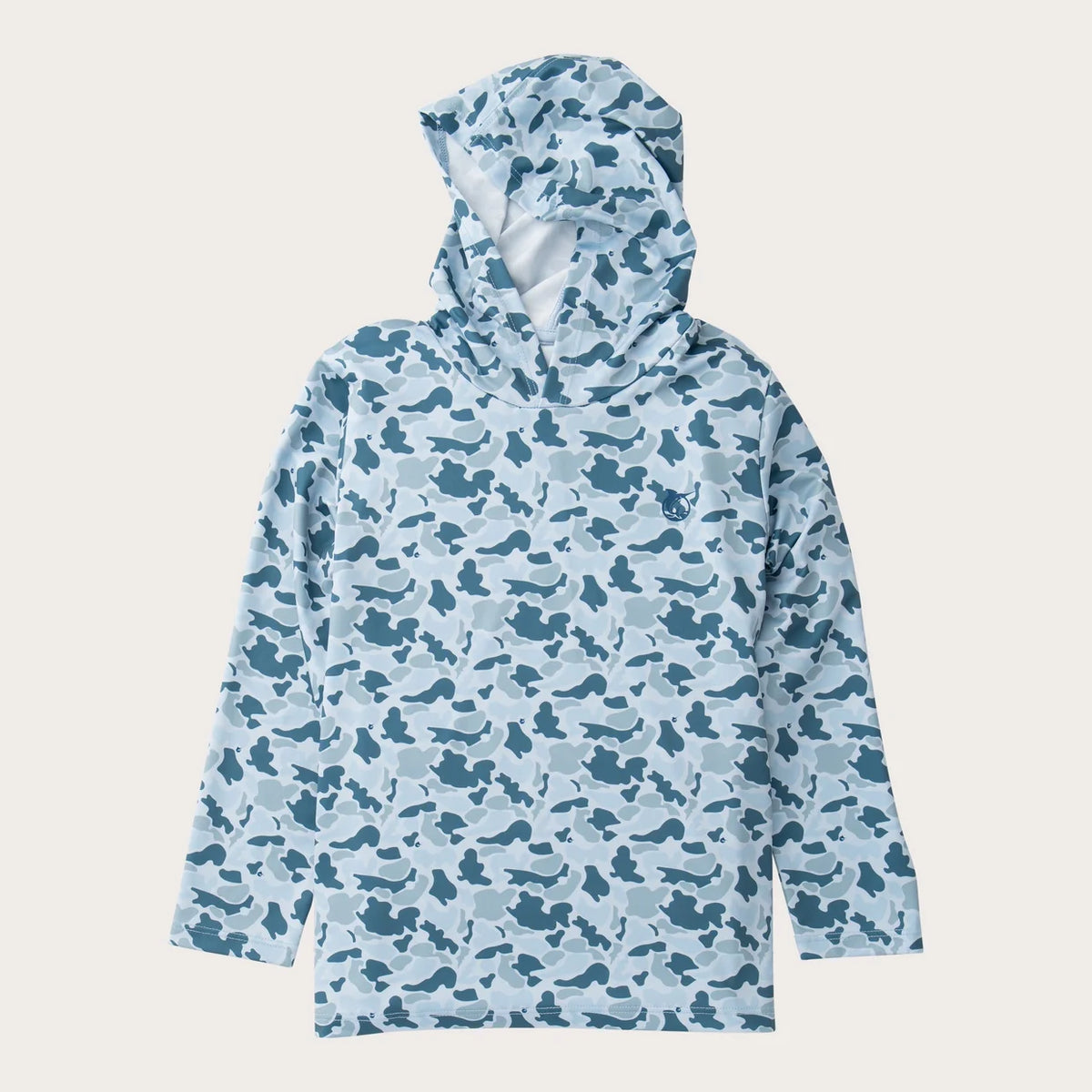 Boys Pro Performance Hoodie T-Shirt w/ Rainbow Trout - Coastal Blue Camo