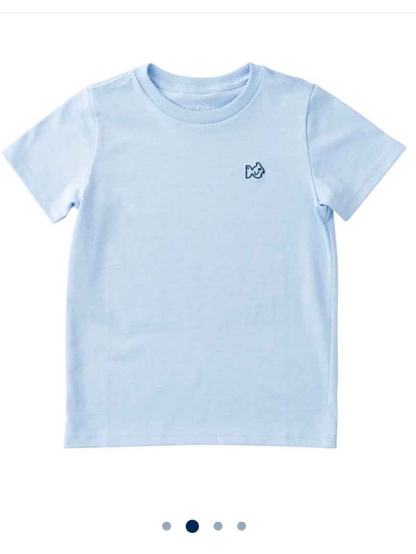 Boys Blue Cotton T-Shirt Atlantic White Marlin On Windsurfer