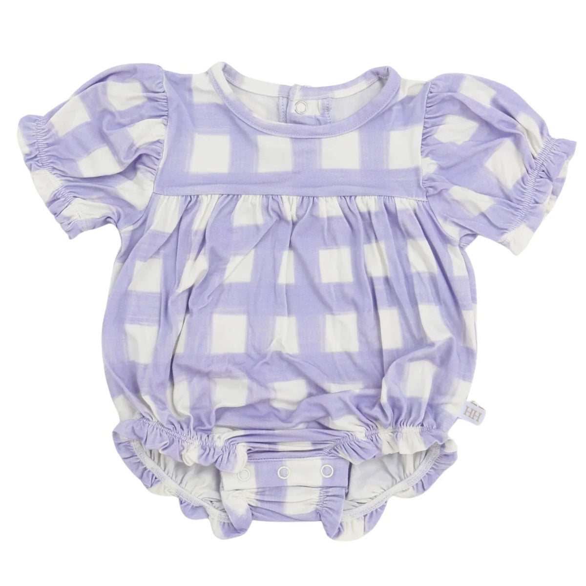 Girls Purple Check Bamboo Bubble